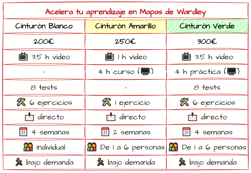 Curso de mapas de Wardley en Español. Tabla de Opciones -2